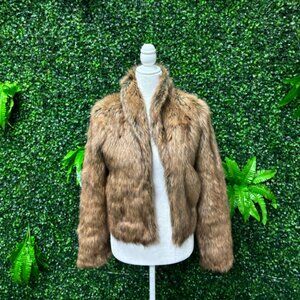 BROWN FLUFFY COAT	XS	ABERCROMBIE & FITCH